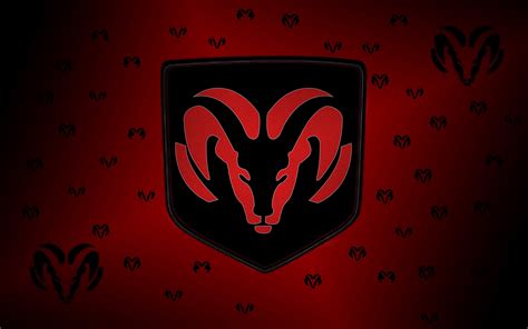 a red and black wallpaper with the ram symbol on it's back side