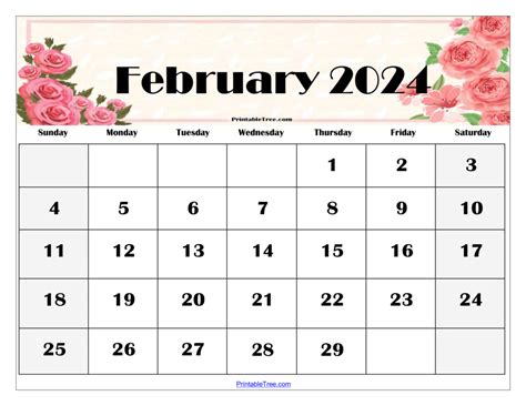 February 2024 Calendar Printable in 2024 | Calendar printables, Calendar, Template printable