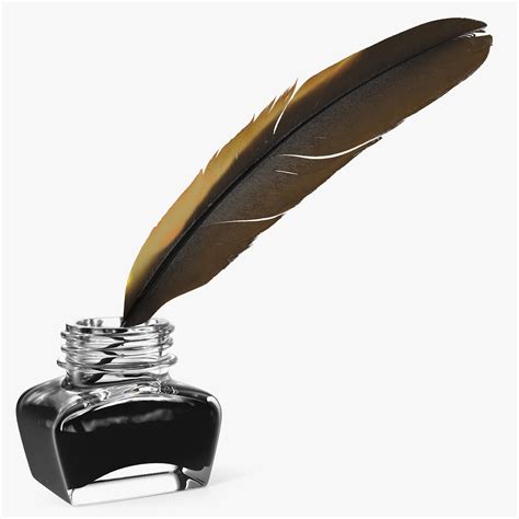 Quill Dark Feather Ink Set 3D 모델 - TurboSquid 1428968