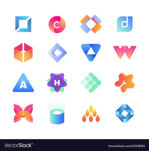 Modern minimal geometric logo set eps 10 Vector Image