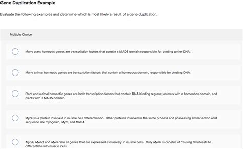 Solved Gene Duplication Example Evaluate the following | Chegg.com