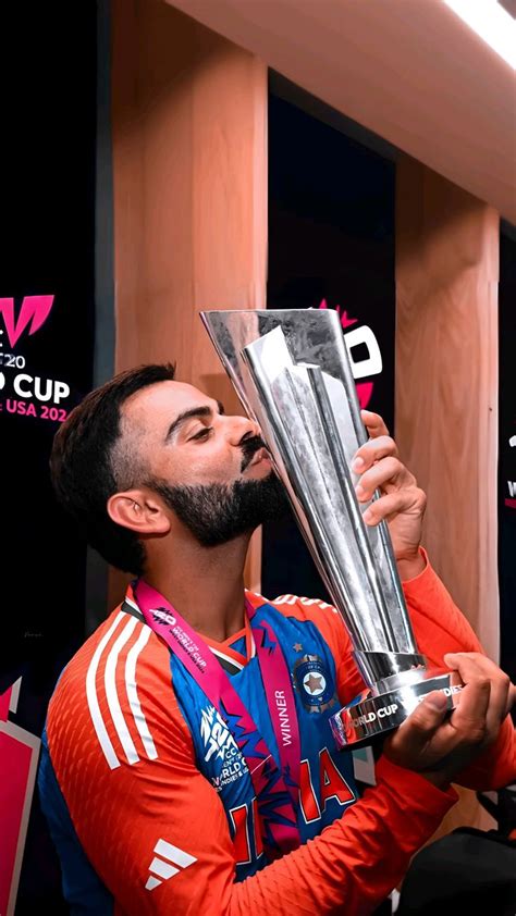 Virat Kohli Wallpapers With T20 World Cup Trophy 2024 in 2024 | Virat kohli portrait photography ...