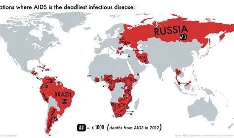 This map shows you the countries where AIDS is deadliest