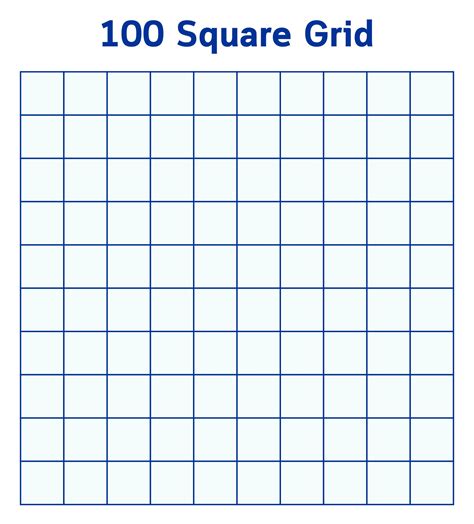 100 Square Grid Printable