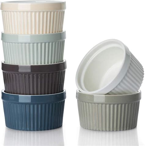 DOWAN Ramekins, 240ml Porcelain Soufflé Dishes Serving Bowls for ...