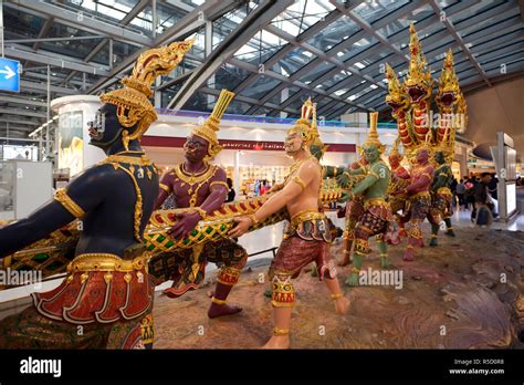 Thailand, Bangkok, Suwannaphum Airport, Exhibition of the Ramayana Epic Stock Photo - Alamy