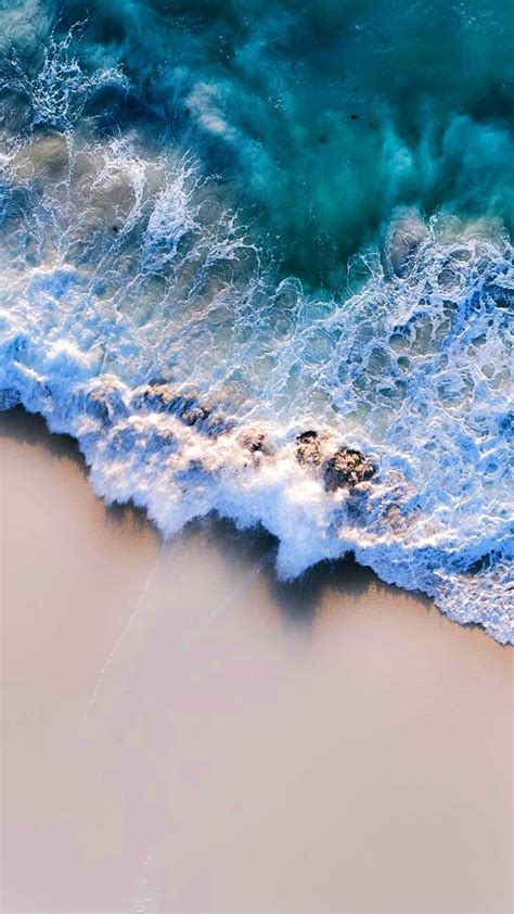 Deep green sea big waves and clean beach iphone wallpaper, best beach iphone background # ...