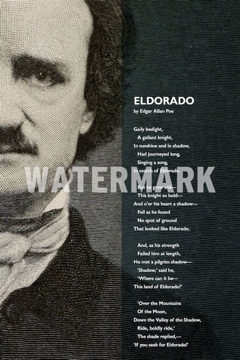 Edgar Allan Poe Poem Eldorado Poster Original Art Print | Etsy