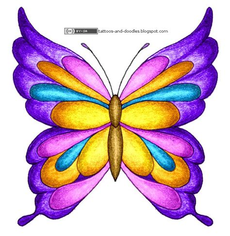 Tattoos and doodles: Colorful butterfly