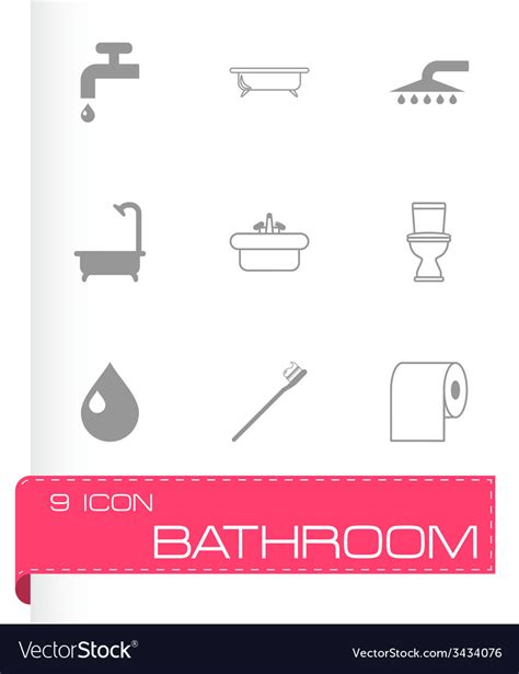 Black bathroom icon set Royalty Free Vector Image