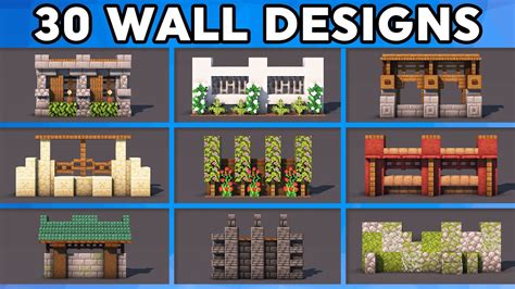 30 Must Know Minecraft Wall Designs! (Tutorial) - YouTube