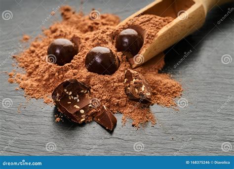 Round chocolate candies stock photo. Image of cacao - 168375246