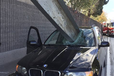 Driver dodges death when large metal beam pierces windshield ...