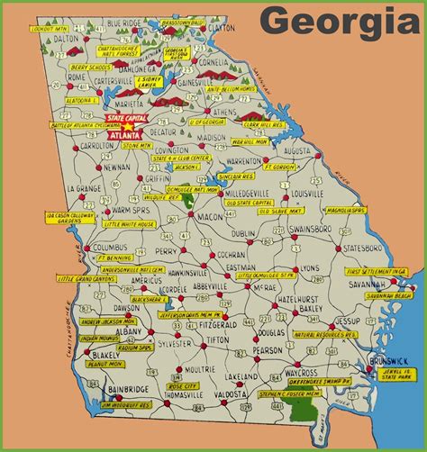 Map Of The State Of Georgia Usa | Cities And Towns Map