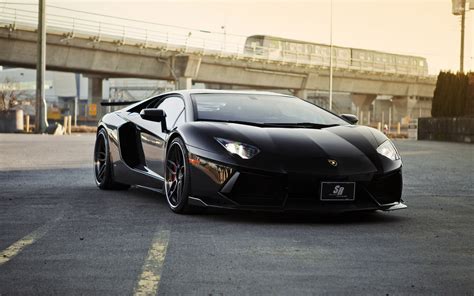 Black Lamborghini Aventador front view wallpaper - Car wallpapers - #49004