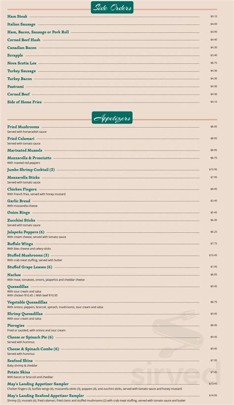 Mays Landing Diner menu in Mays Landing, New Jersey, USA