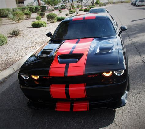 Custom Rally stripes and accent decals on Hellcat Challenger. 3M 1080 ...