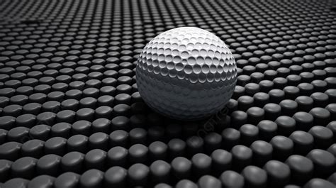 Golf Ball Is Placed On A Top Of Dozens Of Black And Gray Balls ...