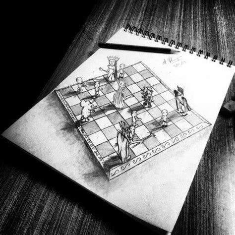 3d chess board drawing | Perspective art, Chess board, Mandala art