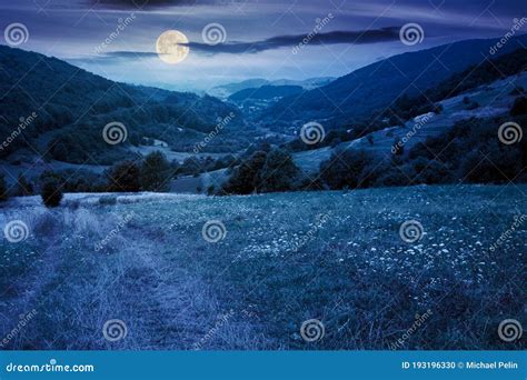 Country Road through Rural Field at Night Stock Photo - Image of clouds, rural: 193196330