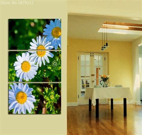 Frameless Canvas Painting White Daisy Flower Design Home Decor Print Wall Art Modular Picture ...