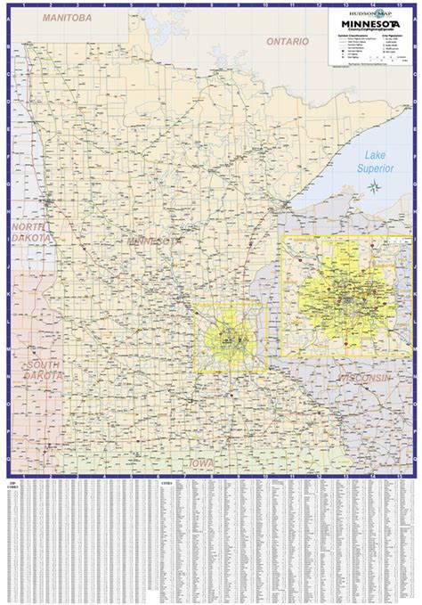 Minnesota Zip Code Map - Hudson Map Company