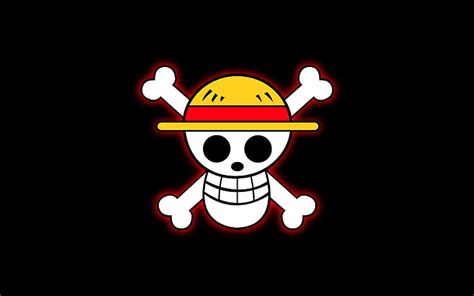 Online crop | HD wallpaper: One Piece logo, skull, glow, hat, bones ...