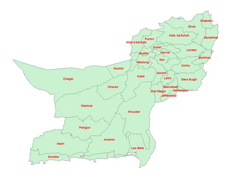 Map of Balochistan showing Districts in the Province. | Download ...