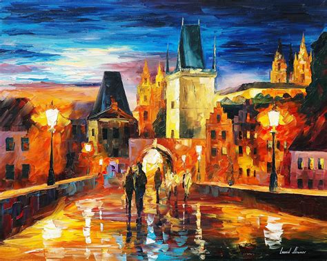 Night In Prague Europe Scenery Giclee Cityscape Print On Canvas By Leonid Afremov Studio Fine ...