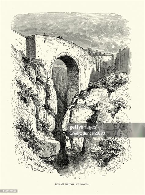 Ancient Roman Bridge At Ronda Andalusia Spain Illustrated By Gustave ...