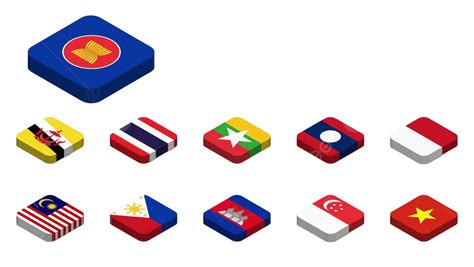 Asean Flag And Membership On Southeast Asia Map Background Vector ...