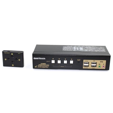 4Port Dual DP KVM switch (with audio) – Gold Touch