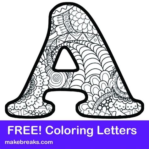 Printable Letter Alphabet Coloring Pages - Make Breaks | Lettering ...