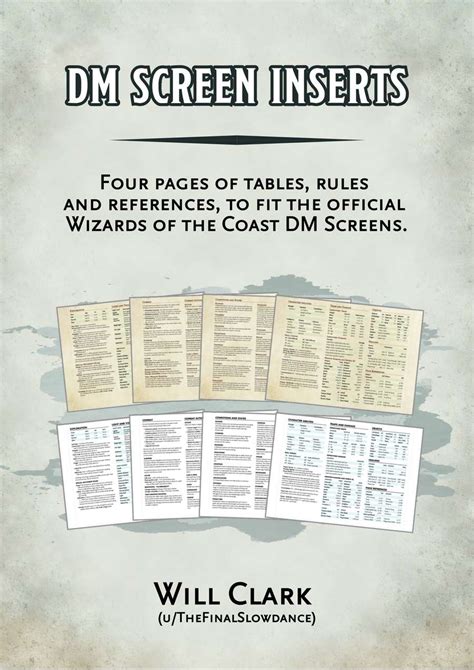 DM Screen Inserts - Dungeon Masters Guild | Dungeon Masters Guild