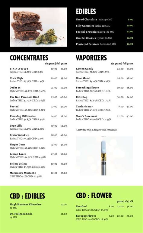 Recreational Dispensary Menu Design Template by MustHaveMenus