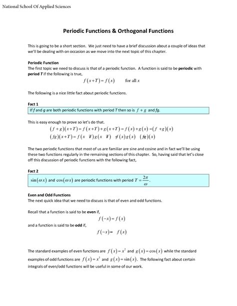 SOLUTION: Periodic functions orthogonal functions notes and solved examples - Studypool