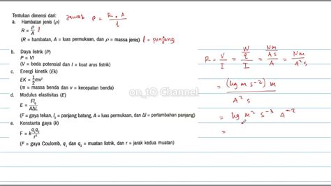 Tentukan dimensi dari: a. Hambatan jenis (p) - YouTube