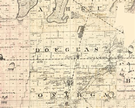 Douglas, Illinois 1860 Old Town Map Custom Print - Iroquois & Kankakee Cos. - OLD MAPS