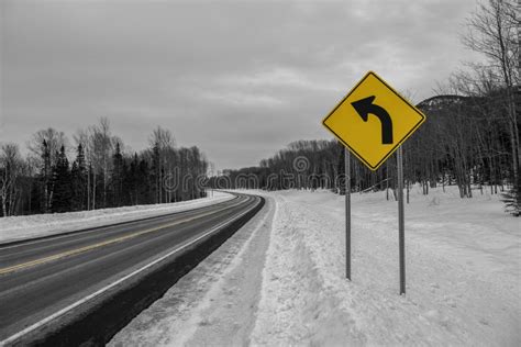 Curve Ahead Road Sign stock photo. Image of black, yellow - 2663632