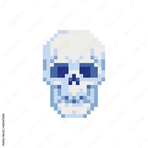 Human skull pixel art icon, isolated on white background vector ...