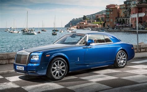 Image Rolls-Royce Phantom expensive Blue Cars Coast 1920x1200