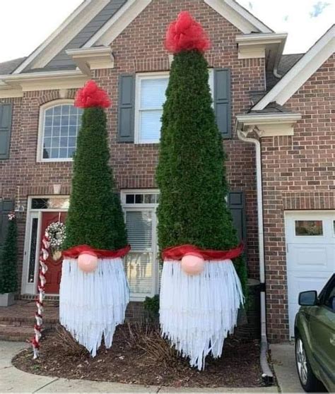 Cypress tree gnomes | Christmas yard decorations, Outdoor christmas decorations, Christmas ...