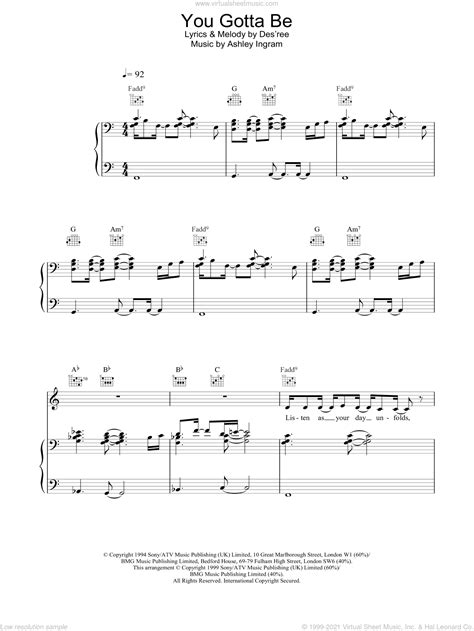 You Gotta Be sheet music for voice, piano or guitar (PDF)