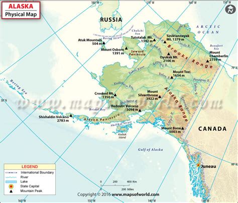 Physical Map of Alaska | Alaska Physical Features