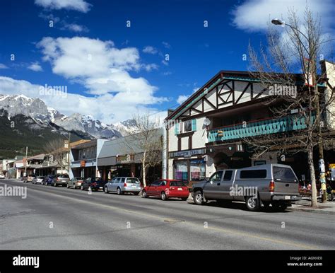 SHOPS on MAIN STREET in downtown Canmore Alberta Canada North America ...