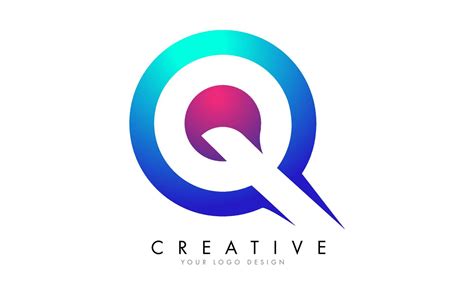 Colorful Q Letter Logo Design with a Creative Cuts and Gradient Blue and Pink Rounded Background ...