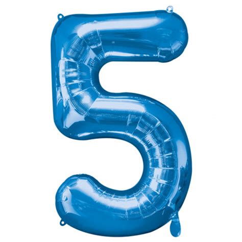 Number 5 Shape Balloon- Blue | flowerandballooncompany.com