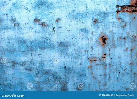 Old Rusty Metal Wall. Rusty Surface in Blue. Grunge Blue Wall with Rust. Stock Image - Image of ...