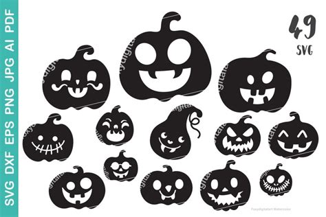 Halloween pumpkin face svg bundle with jack o lantern scary