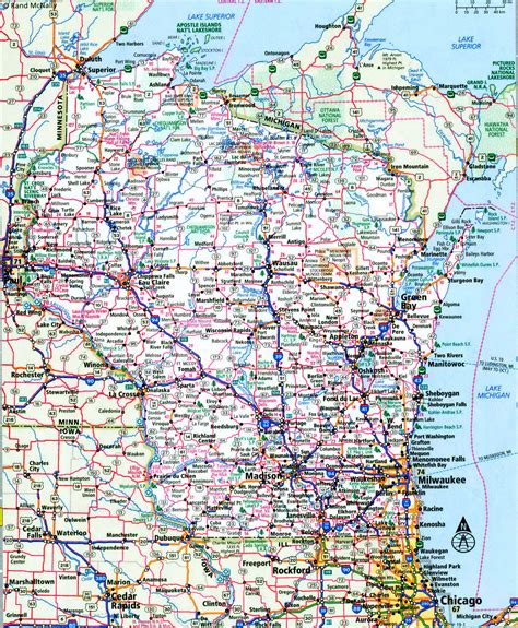 Wisconsin interstate highway map I-39 I-41 I-43 I-94 free road map ...